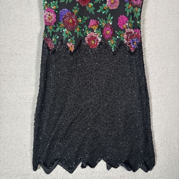 Laurence Kazar NY Size S‎ Silk Dress Sequins Art Deco Glam Hollywood Gatsby 20s - Picture 3 of 16
